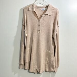 Free People FP Beach Picnic Sweater Romper Linen Cotton in Natural Size Small